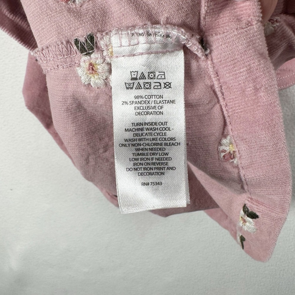 Cupcakes and Cashmere Girls Pink Corduroy‎ Floral Embroidered Overall Dress 4T - Picture 6 of 6